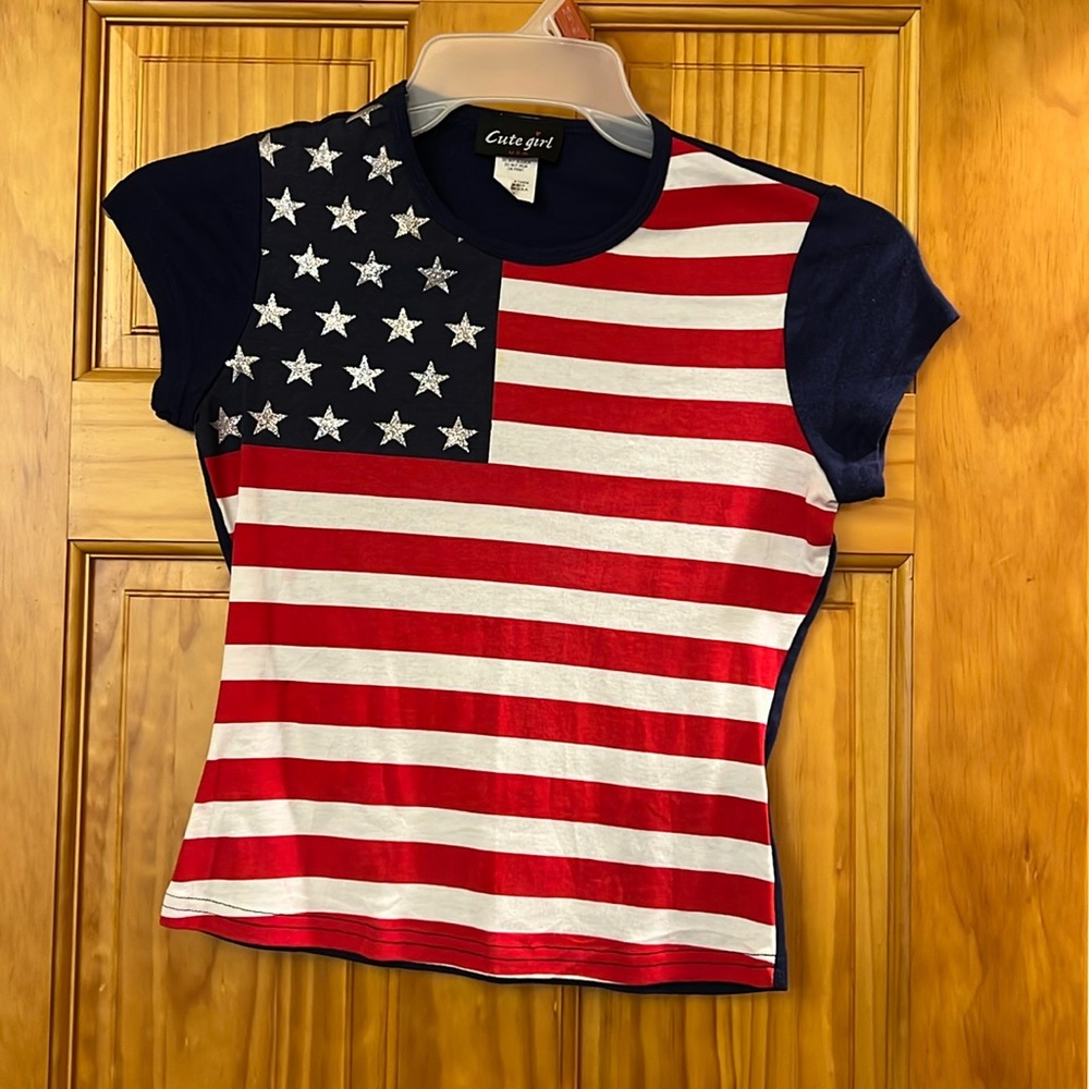 T-shirt, Red White Blue, Sparkly stars